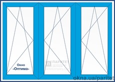 Трехстворчатое поворотно откидное окно Оптима